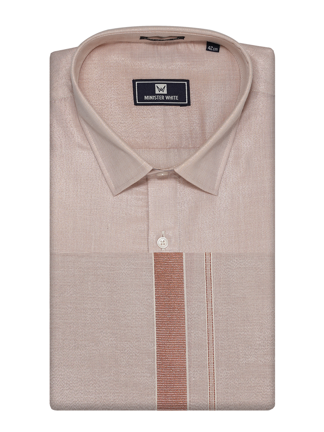 Mens Tissue Copper Dhoti Shirt Wedding Combo Maverik by Minister White