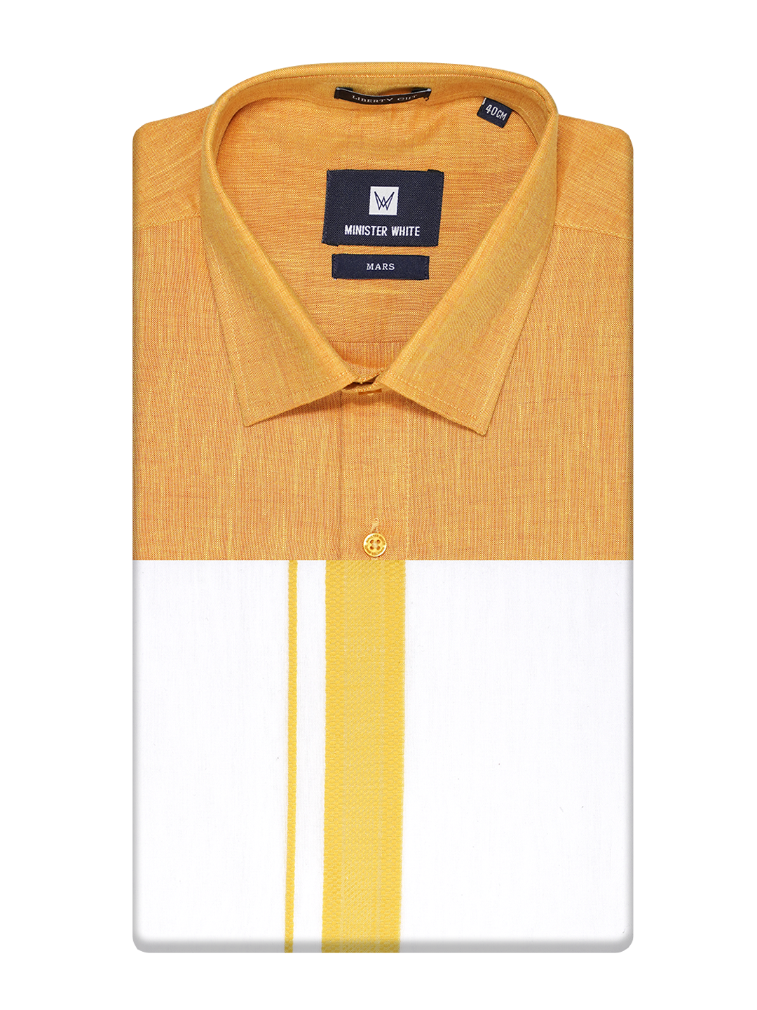 Mens Yellow Colour Shirt with Matching Fancy Border Dhoti Combo Lemax_SH03