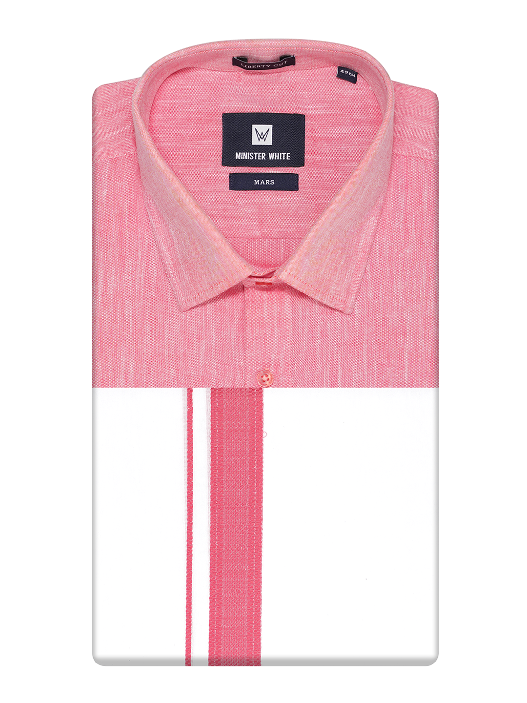 Mens Pink Colour Shirt with Matching Fancy Border Dhoti Combo Lemax_06