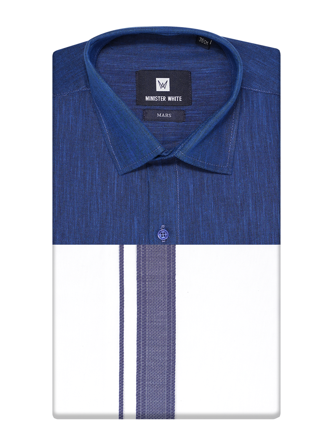 Mens Dark Blue Colour Shirt with Matching Fancy Border Dhoti Combo Lemax_SH01