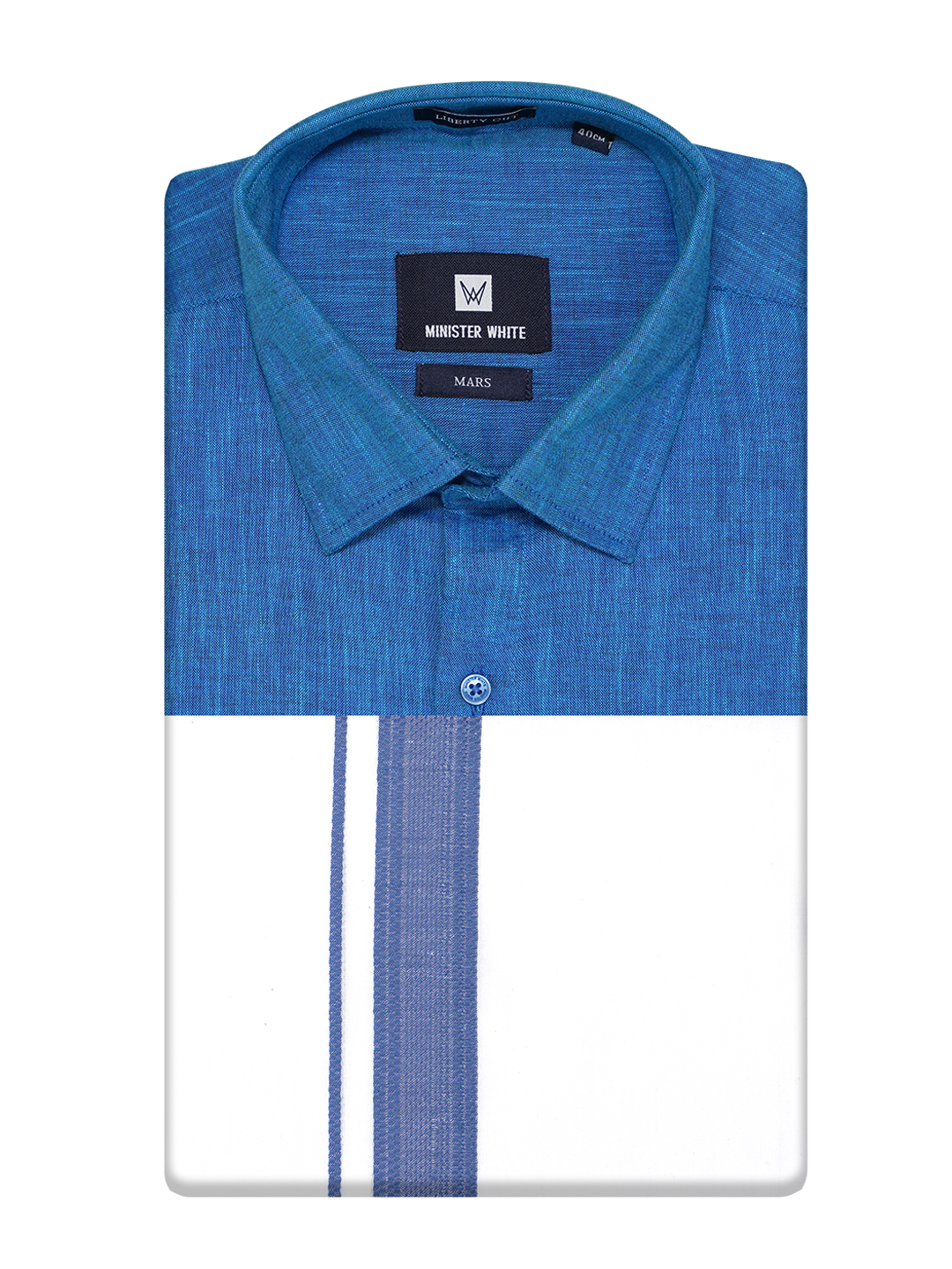 Mens Blue Colour Shirt with Matching Fancy Border Dhoti Combo Lemax_SH07
