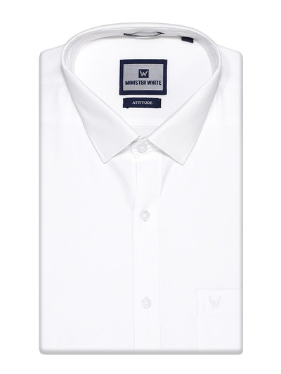 Mens Cotton Smart Fit White Shirt Attitude by Minister White