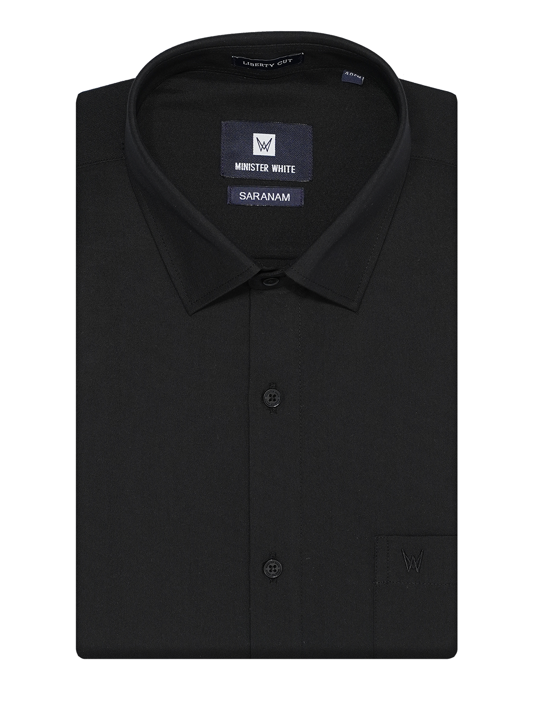Mens Cotton Regular Fit Black Colour Shirt Saranam by Minister White