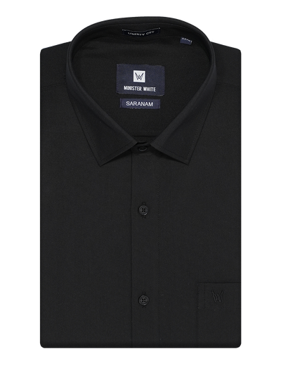 Mens Cotton Regular Fit Black Colour Shirt Saranam by Minister White