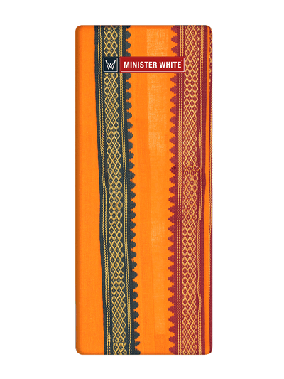 Orange Cotton Angavastram - Mandaram by Minister White