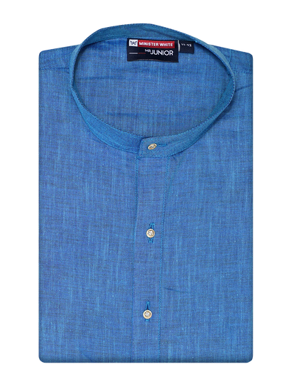 Boys Cotton Blue Full Sleeves Kurta Selective Boy by Minister White