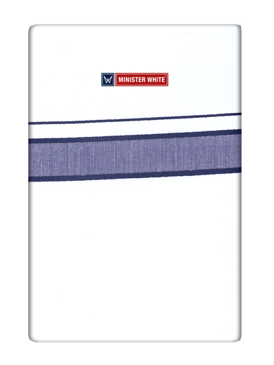 Mens Cotton White Double Layered Dhoti with Fancy Kara - Malabar Star Mix by Minister White