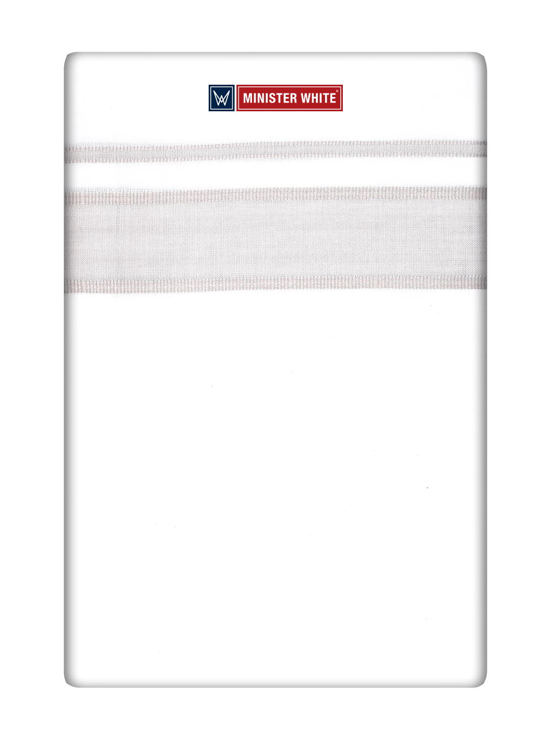 Mens Cotton White Double Layered Dhoti with Light Brown Fancy Kara - Empuran by Minister White