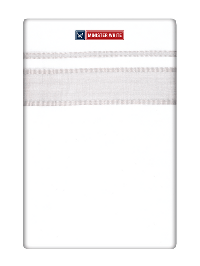 Mens Cotton White Double Layered Dhoti with Light Brown Fancy Kara - Empuran by Minister White