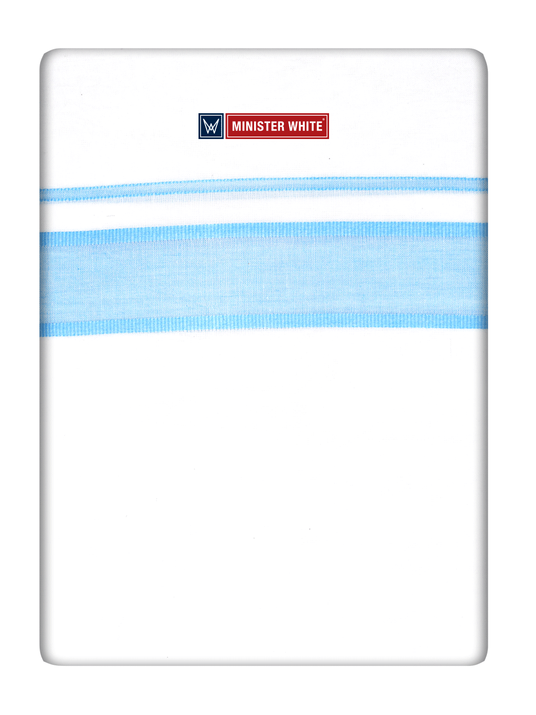 White Cotton Fancy Kara Dhoti - Empuran Pale Blue_White