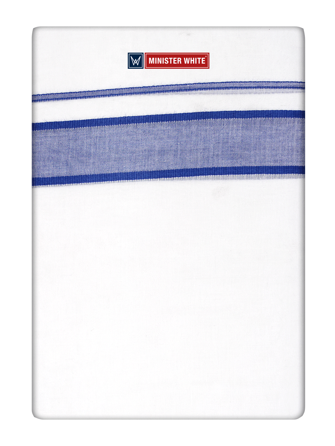 Mens Cotton White Double Layered Dhoti with Royal Blue Fancy Kara- Empuran