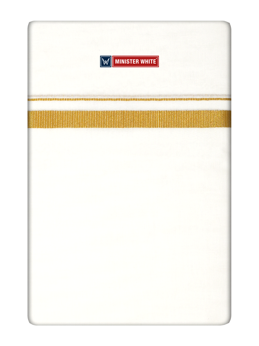 Mens Cotton Cream Double Layered Dhoti with 1/2" Gold Jari Border - Glow 1/2