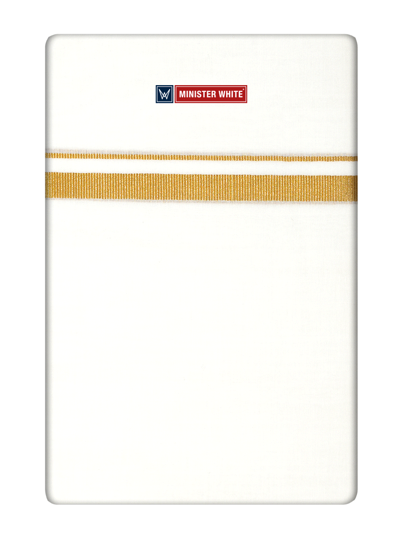 Mens Cotton Cream Double Layered Dhoti with 1/2" Gold Jari Border  -  Omkar