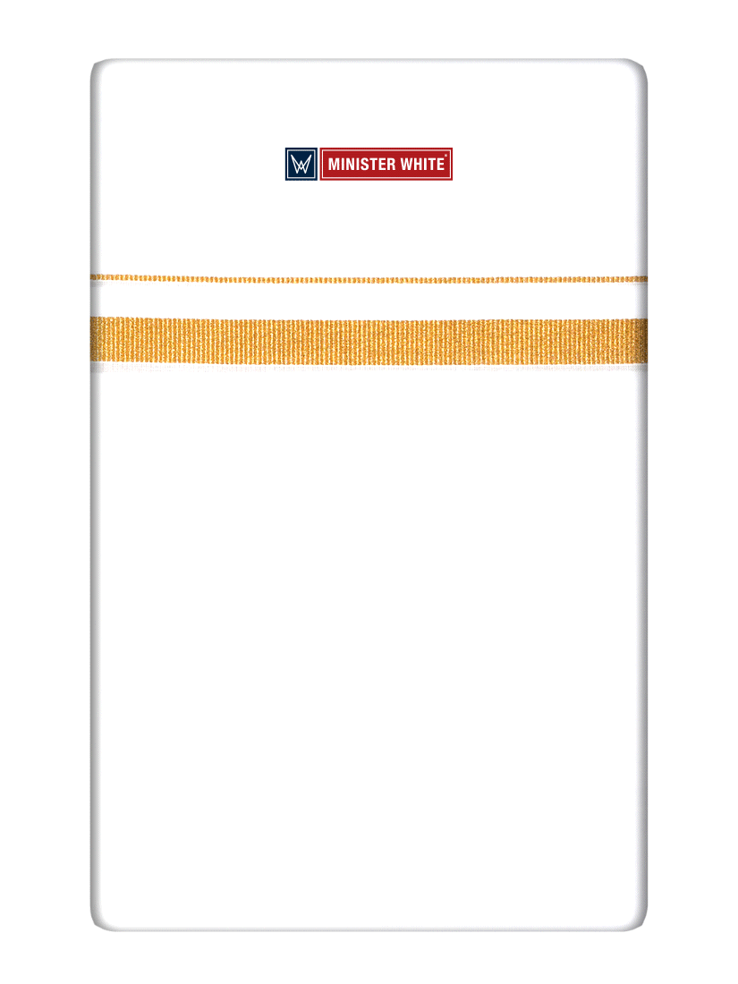 Mens Cotton White Single Layered Dhoti with 1/2" Gold Jari Border - Prime 1/2 by Minister White