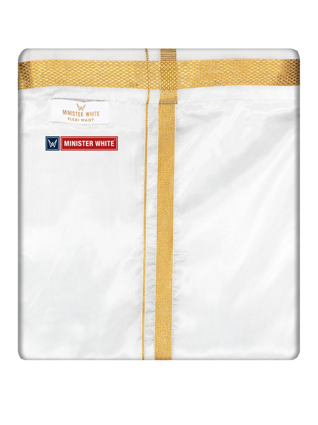 Mens Cotton White Colour Double Layered with Gold Jari Flexi Dhoti - Chairman