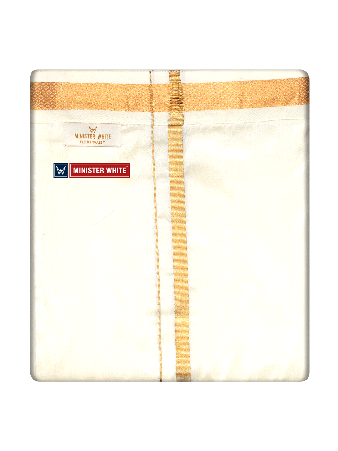 Mens Cotton Cream Double Layered with Gold Jari Velcro Pocket Dhoti - Royal