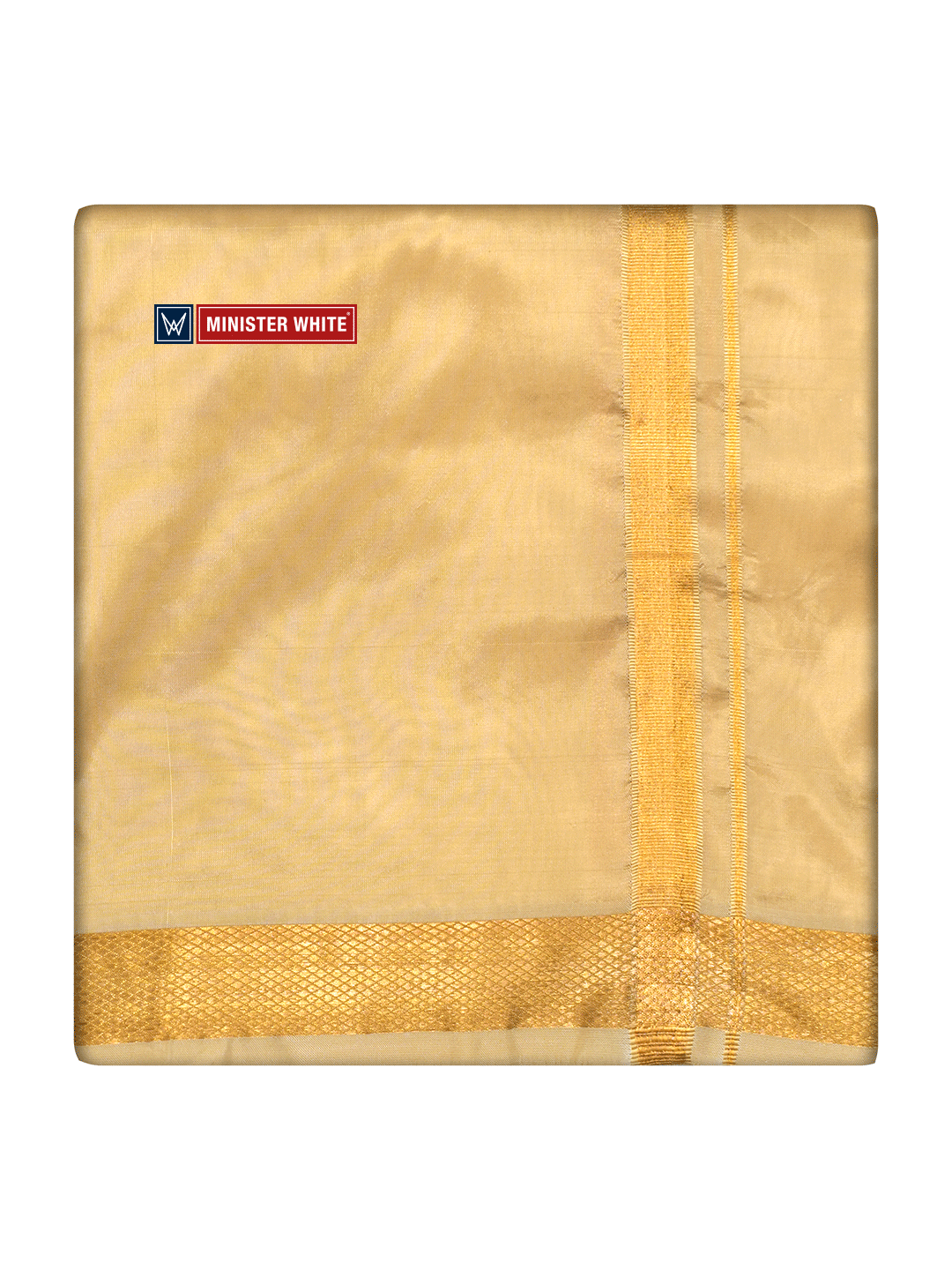 Mens Art Silk Medium Gold Full Sleeves Shirt with Gold Jari Border Dhoti Combo Finesse