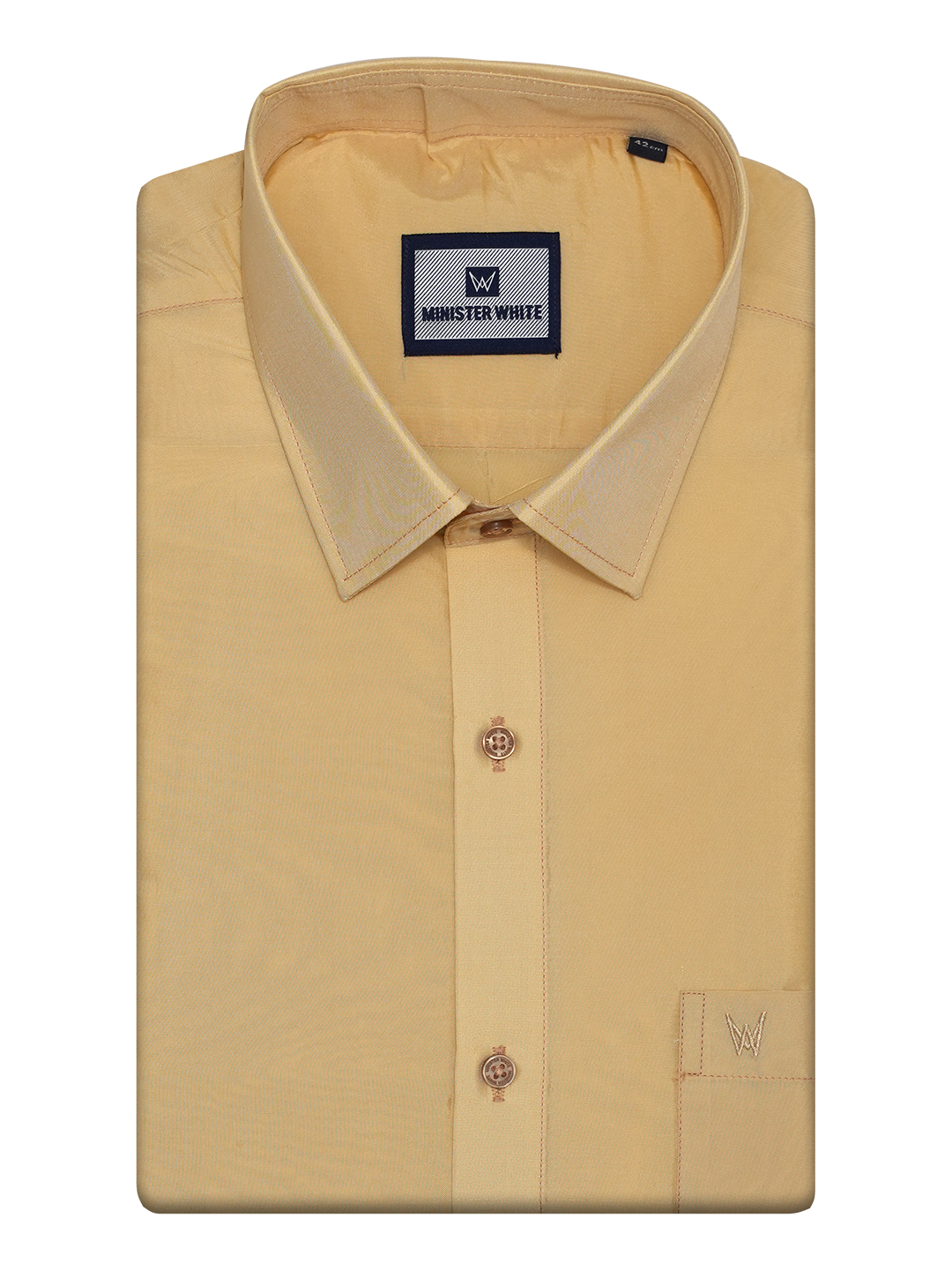Mens Art Silk Medium Gold Full Sleeves Shirt by Minister White