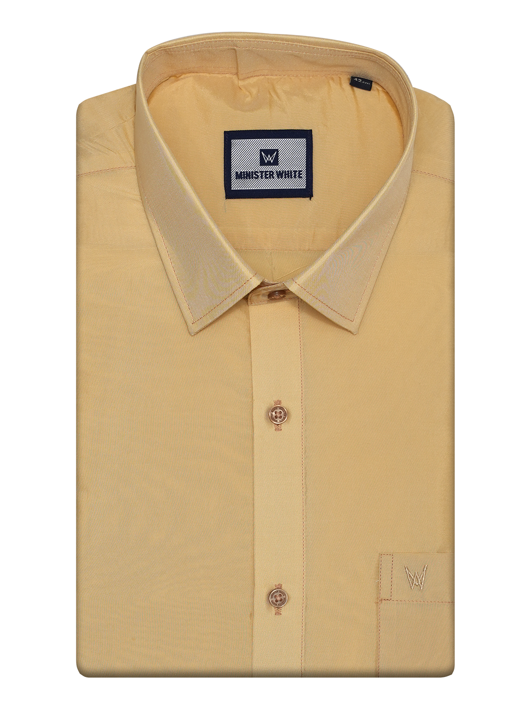 Mens Art Silk Medium Gold Full Sleeves Shirt with Gold Jari Border Dhoti Combo Finesse