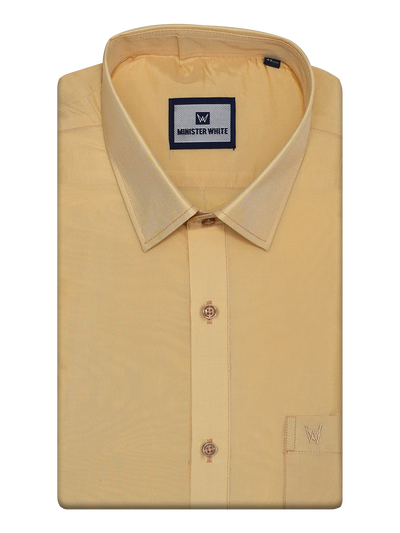 Mens Art Silk Medium Gold Full Sleeves Shirt by Minister White
