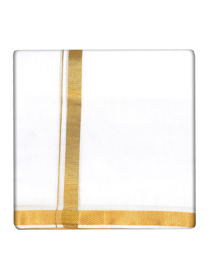 Mens Pure Cotton White Wedding Shirt Dhoti Towel Belt Combo - Subharaagam