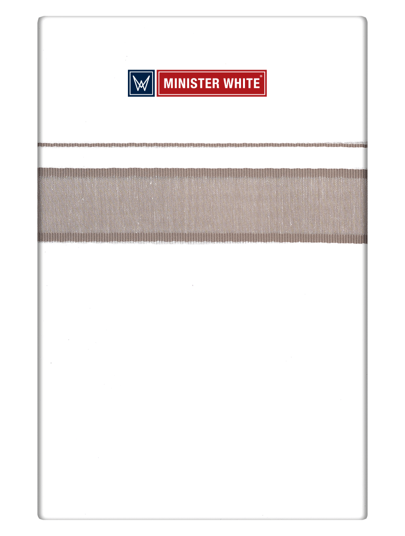 Mens Cotton White Double Layered Dhoti with Light Brown Fancy Kara - Malabar Star by Minister White
