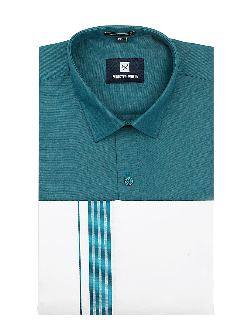 Navy Blue Shirt with Dhoti Combo - Luster_SH02