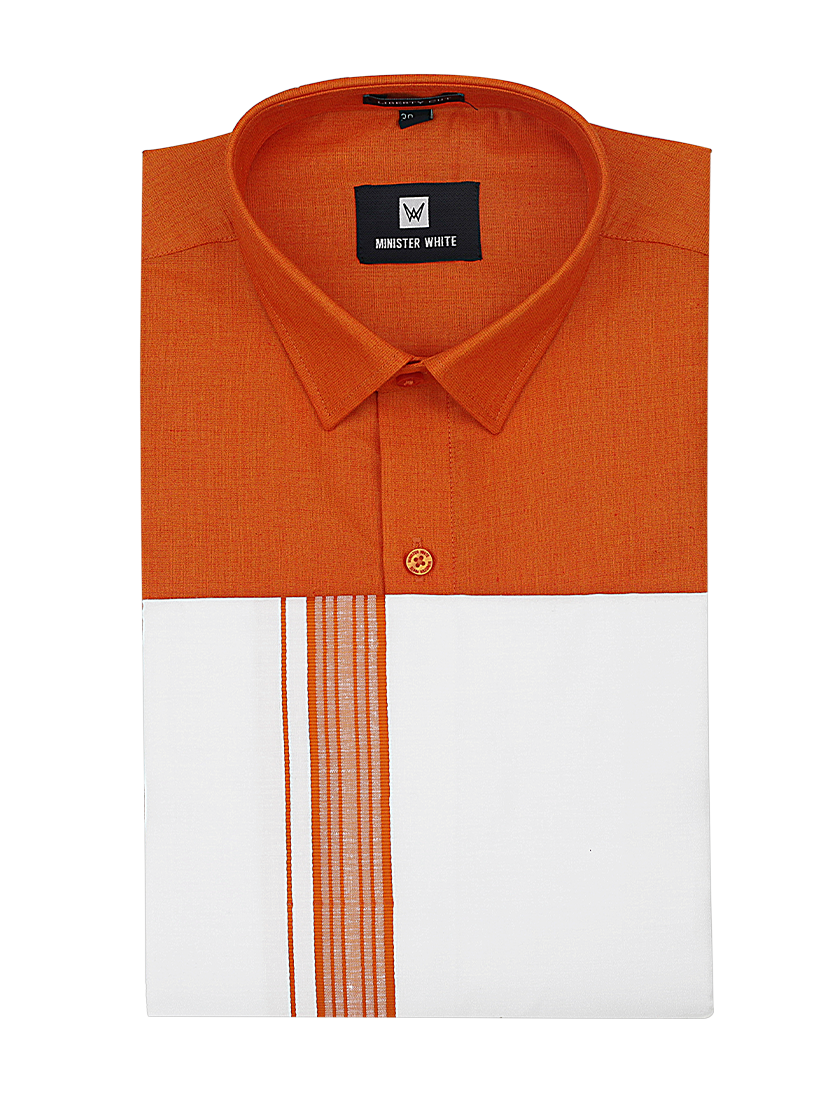 Orange Shirt with Dhoti Combo - Luster_SH04