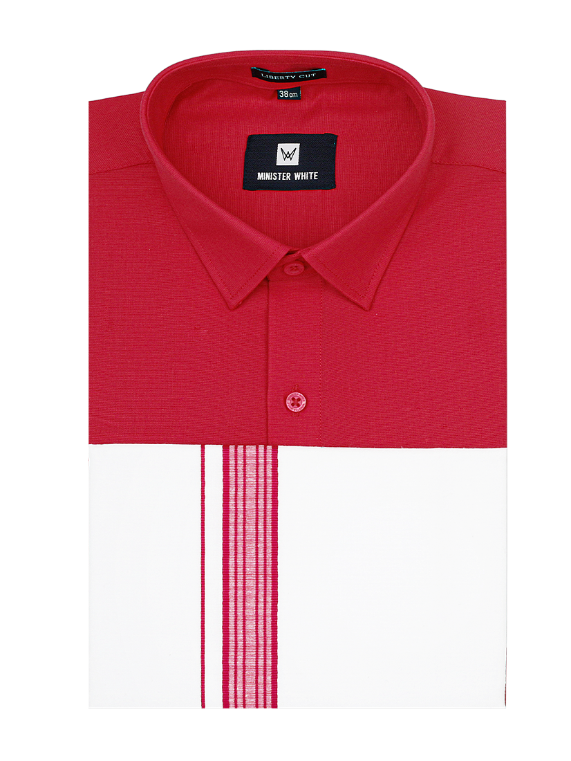 Red Shirt with Dhoti Combo - Luster_SH05