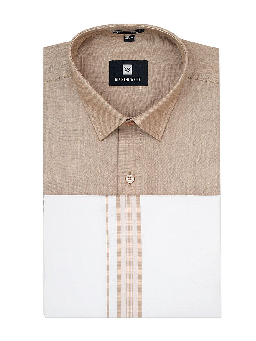 Beige Shirt with Dhoti Combo - Luster_SH06