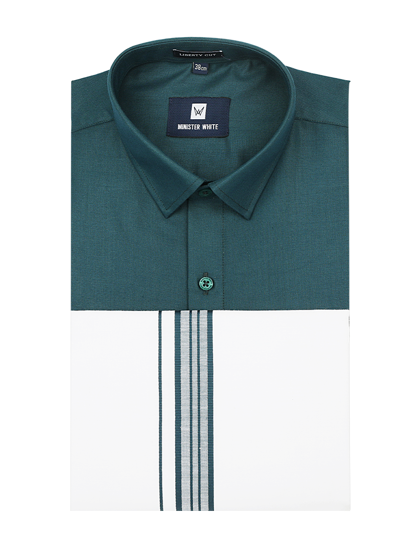 Dark Blue Shirt with Dhoti Combo - Luster_SH07