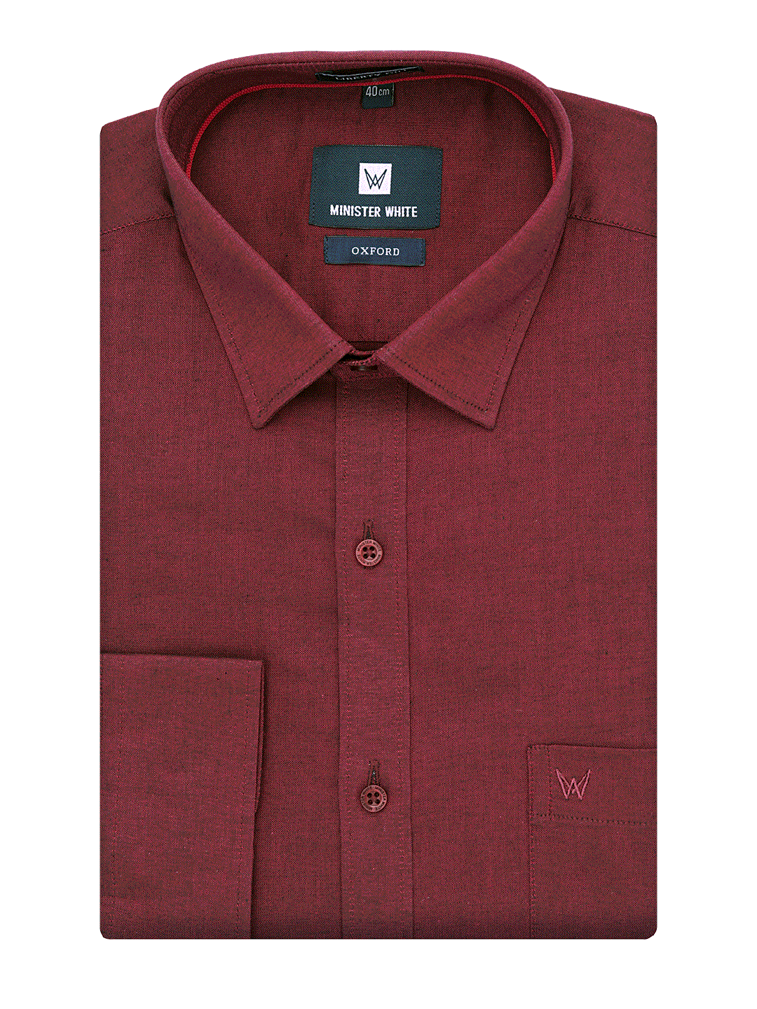 Mens Cotton Regular Fit Wine Colour Shirt Oxford by Minister White