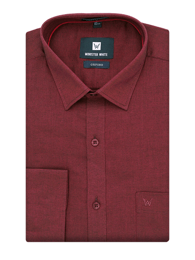 Mens Cotton Regular Fit Wine Colour Shirt Oxford