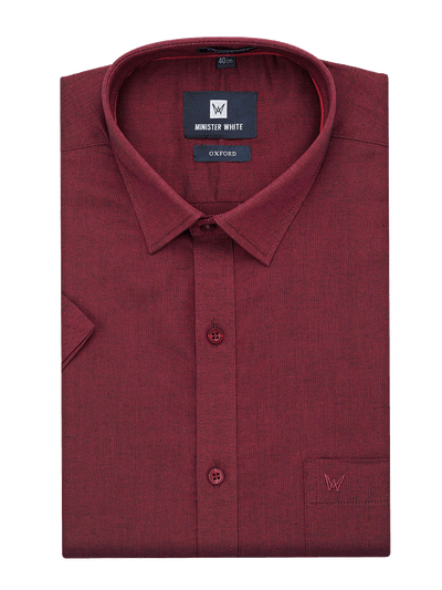 Mens Cotton Regular Fit Wine Shirt Oxford by Minister White