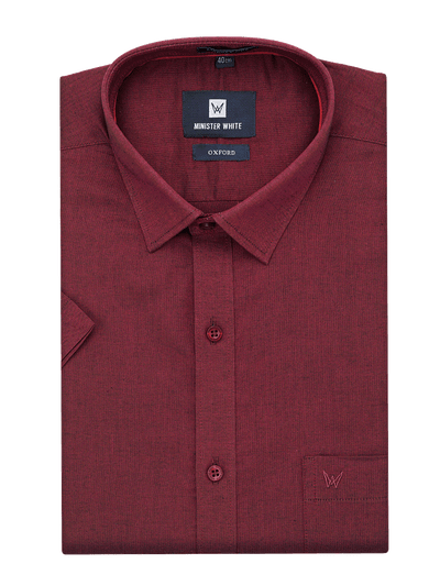 Mens Cotton Regular Fit Wine Colour Shirt Oxford