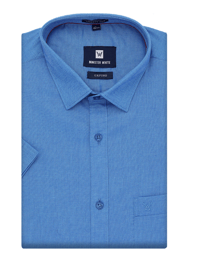 Mens Cotton Regular Fit Blue Colour Shirt Oxford