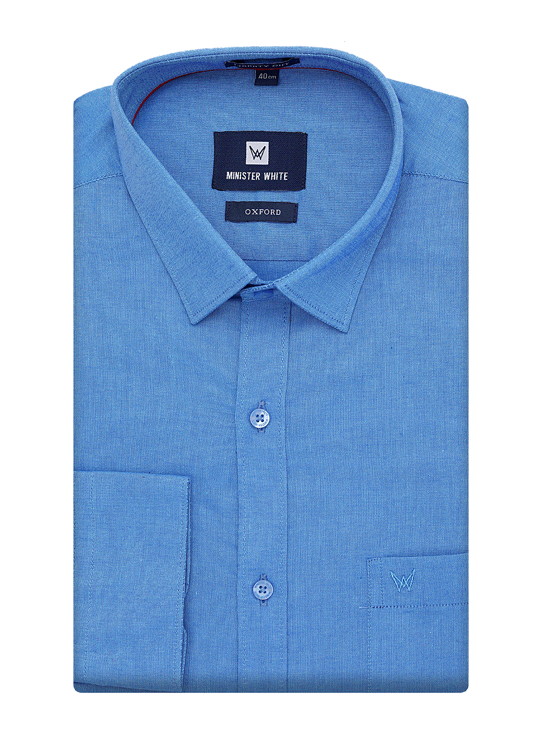 Mens Cotton Regular Fit Blue Shirt Oxford by Minister White