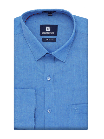 Mens Cotton Regular Fit Blue Colour Shirt Oxford