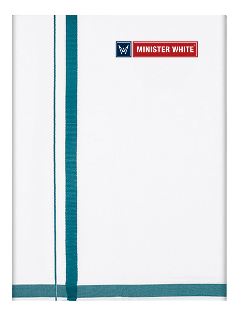 Mens Cotton White Double Layered with Big Border Dhoti - Excellent by Minister White