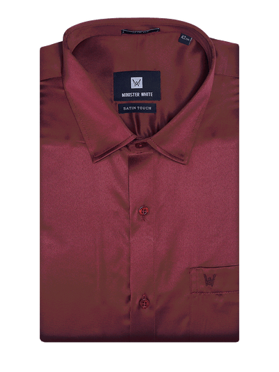 Mens Satin Slim Fit Maroon Colour Shirt Satin Touch by Minister White