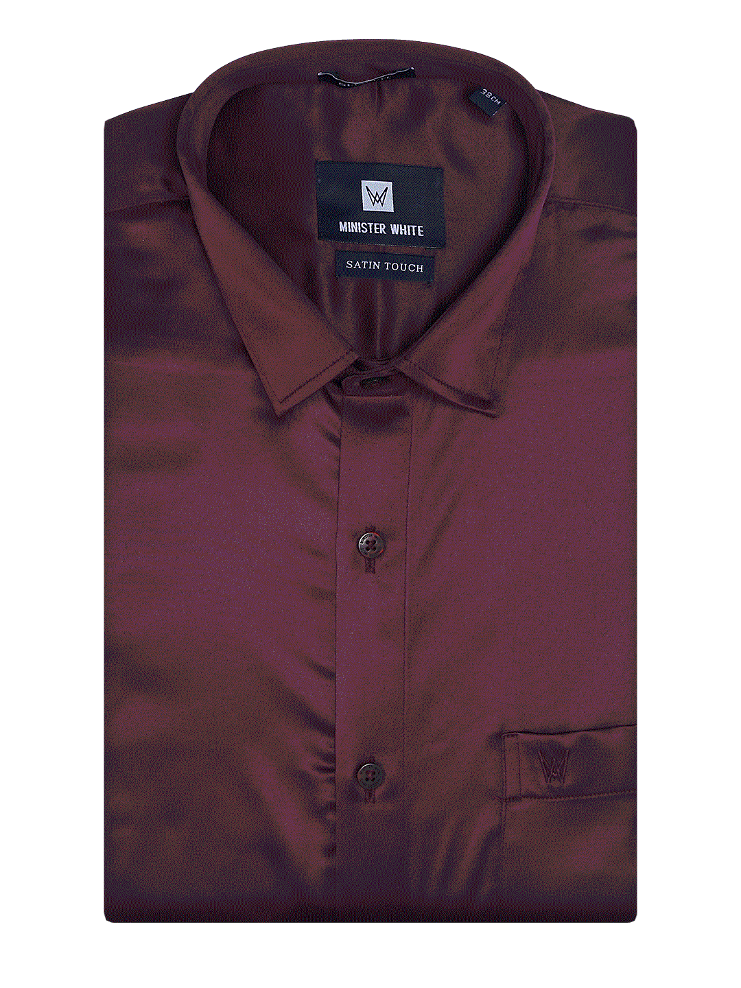 Mens Satin Slim Fit Wine Colour Shirt Satin Touch by Minister White