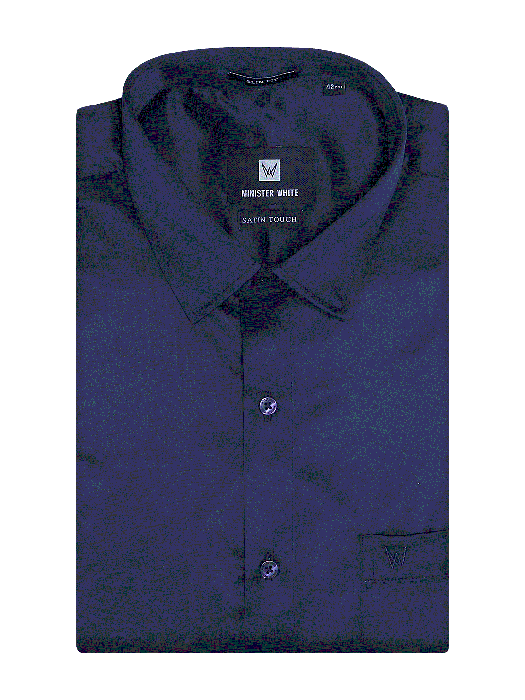 Mens Satin Slim Fit Navy Colour Shirt Satin Touch by Minister White
