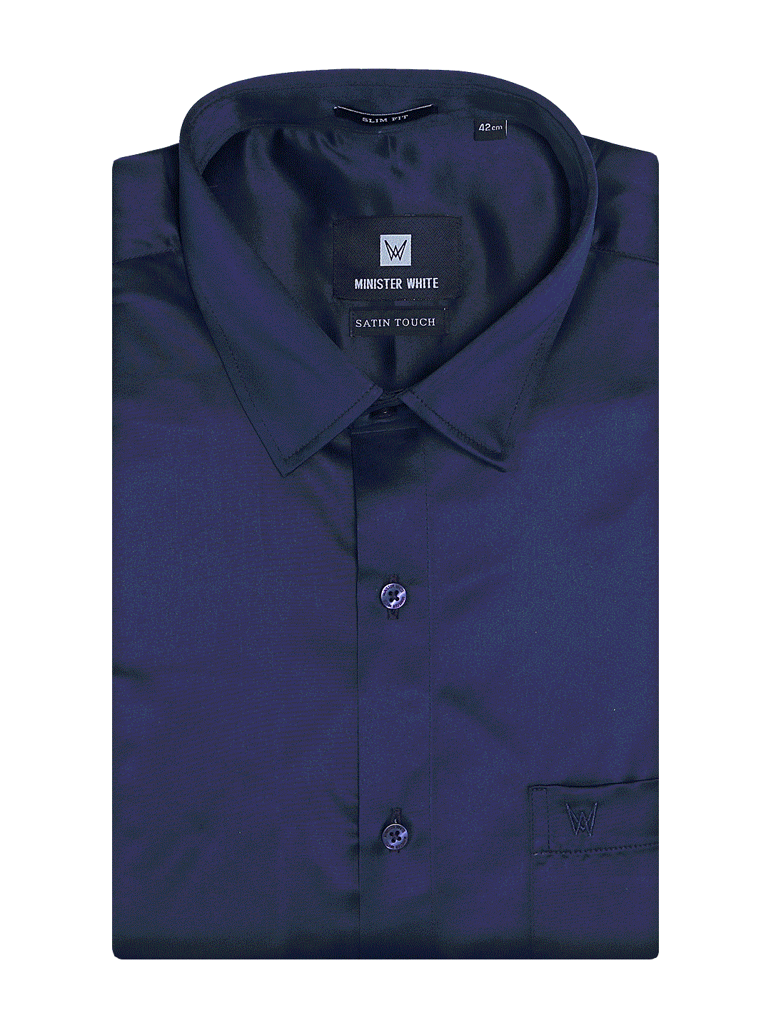 Mens Satin Slim Fit Navy Colour Shirt Satin Touch