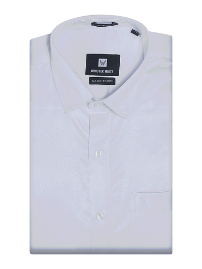 Mens Satin Slim Fit White Colour Shirt Satin Touch by Minister White