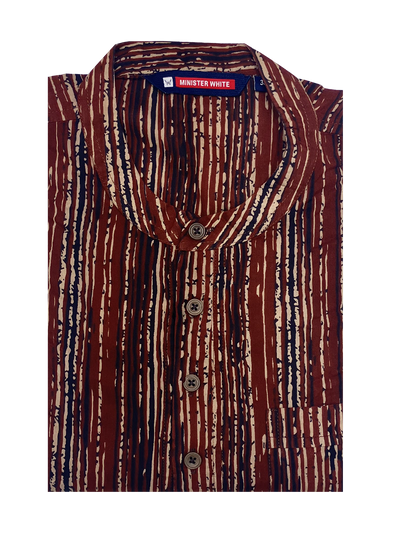 Mens Cotton Brown Colour Full Sleeves Short Kurta by Minister White