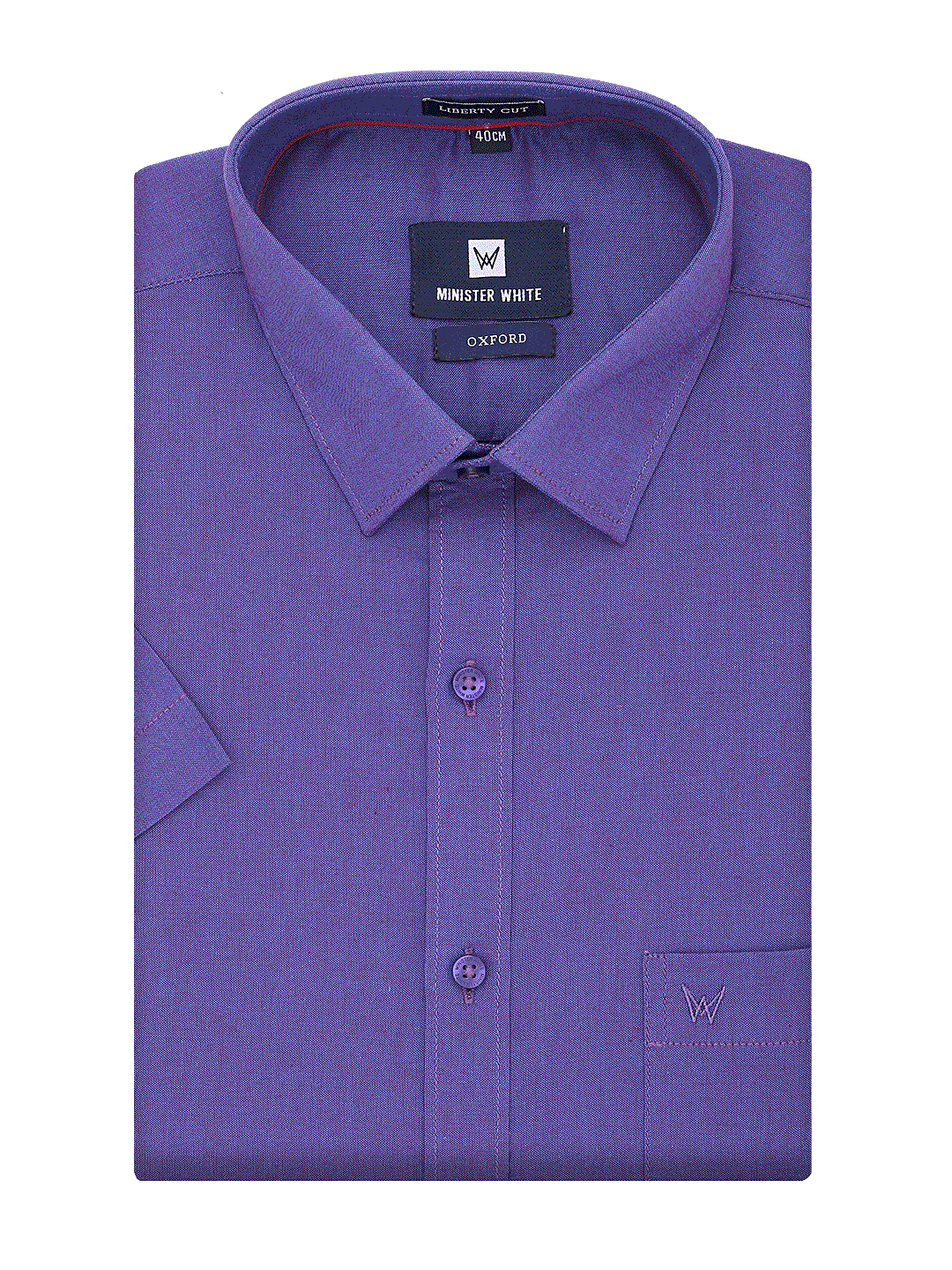 Mens Cotton Regular Fit Purple Colour Shirt Oxford by Minister White