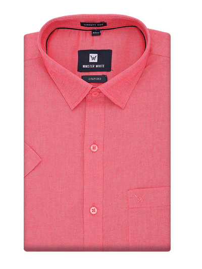 Mens Cotton Regular Fit Red Shirt Oxford by Minister White