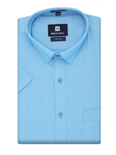 Mens Cotton Regular Fit Sky Blue Colour Shirt Oxford