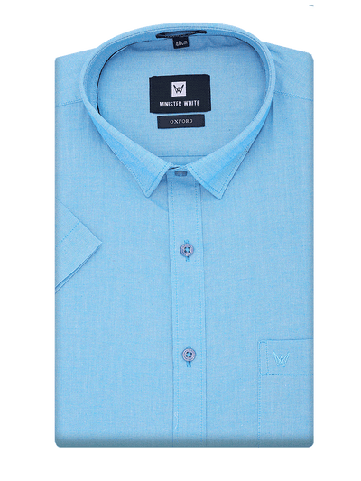 Mens Cotton Regular Fit Sky Blue Colour Shirt Oxford