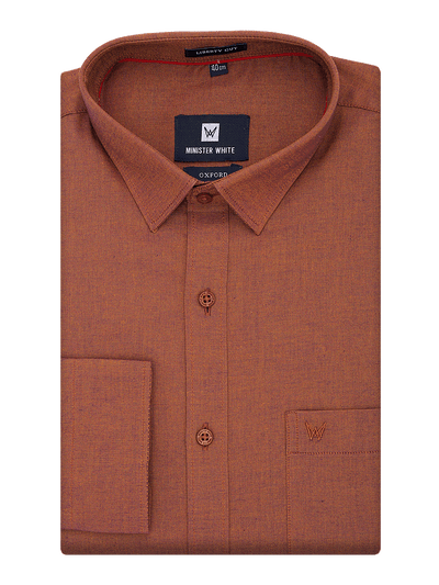 Mens Cotton Regular Fit Rust Colour Shirt Oxford